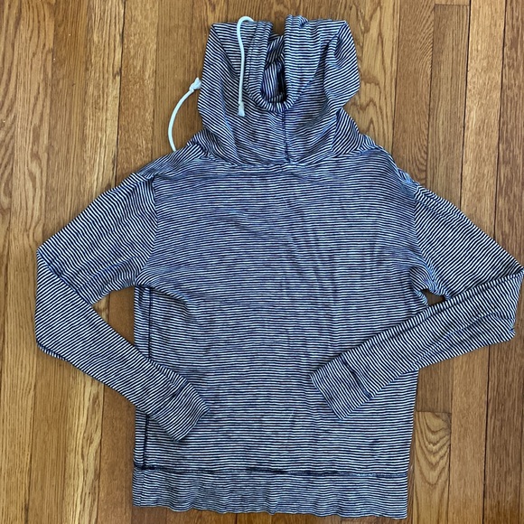 J Crew Factory Stripped Hoodie Long Sleeve Top - Picture 4 of 7